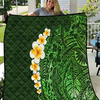 Green Polynesia Quilt Plumeria Tropical Leaves With Galaxy Polynesian Art - Wonder Print Shop