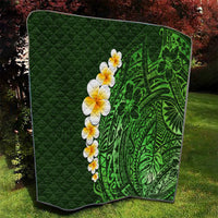 Green Polynesia Quilt Plumeria Tropical Leaves With Galaxy Polynesian Art - Wonder Print Shop
