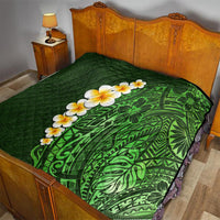 Green Polynesia Quilt Plumeria Tropical Leaves With Galaxy Polynesian Art - Wonder Print Shop