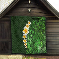 Green Polynesia Quilt Plumeria Tropical Leaves With Galaxy Polynesian Art - Wonder Print Shop