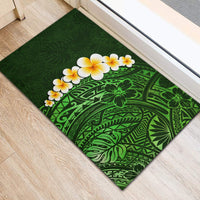 Green Polynesia Rubber Doormat Plumeria Tropical Leaves With Galaxy Polynesian Art - Wonder Print Shop