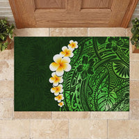 Green Polynesia Rubber Doormat Plumeria Tropical Leaves With Galaxy Polynesian Art - Wonder Print Shop