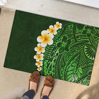 Green Polynesia Rubber Doormat Plumeria Tropical Leaves With Galaxy Polynesian Art - Wonder Print Shop