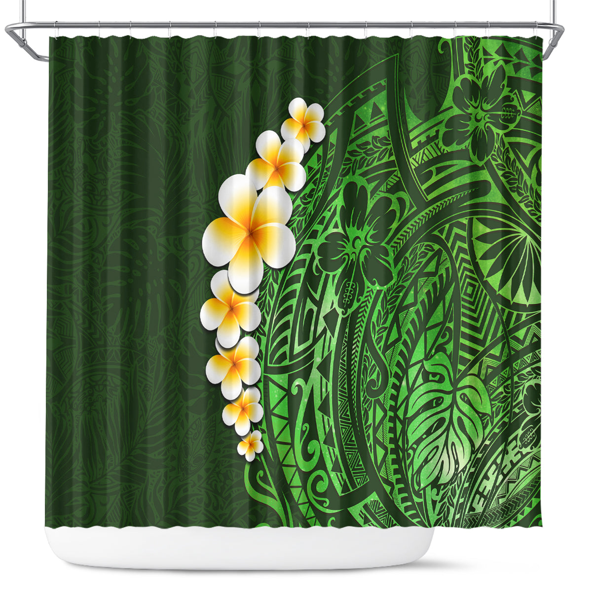 green-polynesia-shower-curtain-plumeria-tropical-leaves-with-galaxy-polynesian-art