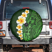 Green Polynesia Spare Tire Cover Plumeria Tropical Leaves With Galaxy Polynesian Art - Wonder Print Shop