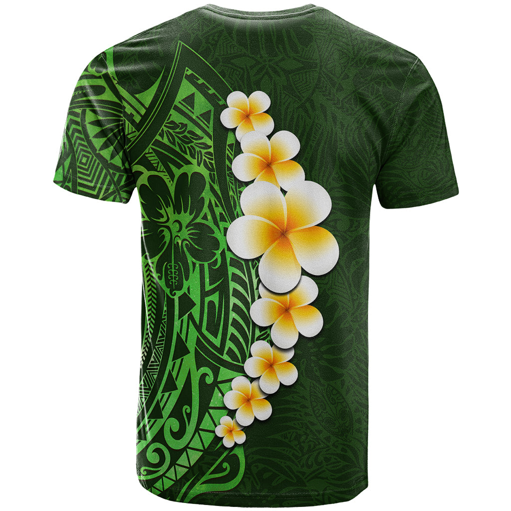 Green Polynesia T Shirt Plumeria Tropical Leaves With Galaxy Polynesian Art - Wonder Print Shop