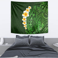Green Polynesia Tapestry Plumeria Tropical Leaves With Galaxy Polynesian Art - Wonder Print Shop