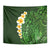 Green Polynesia Tapestry Plumeria Tropical Leaves With Galaxy Polynesian Art - Wonder Print Shop