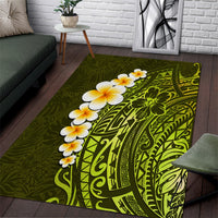 Lime Green Tropical Plumeria With Galaxy Polynesian Art Area Rug - Wonder Print Shop
