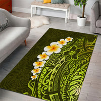 Lime Green Tropical Plumeria With Galaxy Polynesian Art Area Rug - Wonder Print Shop