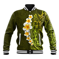 Lime Green Tropical Plumeria With Galaxy Polynesian Art Baseball Jacket - Wonder Print Shop