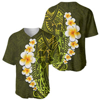 Lime Green Tropical Plumeria With Galaxy Polynesian Art Baseball Jersey - Wonder Print Shop