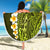 Lime Green Tropical Plumeria With Galaxy Polynesian Art Beach Blanket - Wonder Print Shop