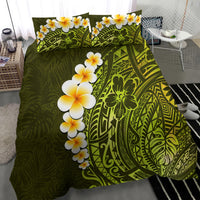 Lime Green Tropical Plumeria With Galaxy Polynesian Art Bedding Set - Wonder Print Shop