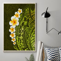 Lime Green Tropical Plumeria With Galaxy Polynesian Art Canvas Wall Art - Wonder Print Shop