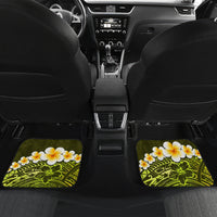 Lime Green Tropical Plumeria With Galaxy Polynesian Art Car Mats - Wonder Print Shop