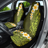 Lime Green Tropical Plumeria With Galaxy Polynesian Art Car Seat Cover - Wonder Print Shop