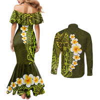 lime-green-tropical-plumeria-with-galaxy-polynesian-art-couples-matching-mermaid-dress-and-long-sleeve-button-shirt