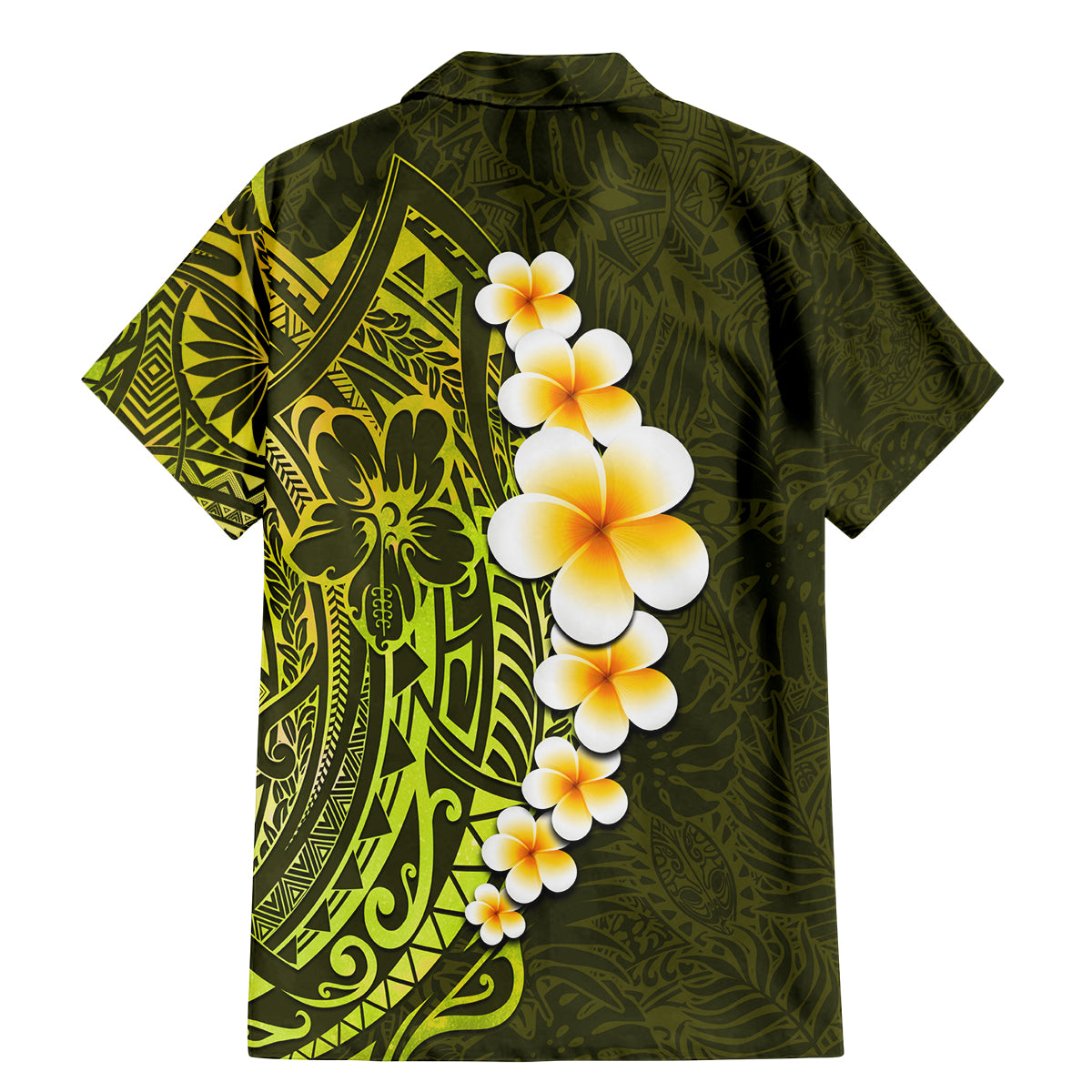 Lime Green Tropical Plumeria With Galaxy Polynesian Art Family Matching Mermaid Dress and Hawaiian Shirt - Wonder Print Shop