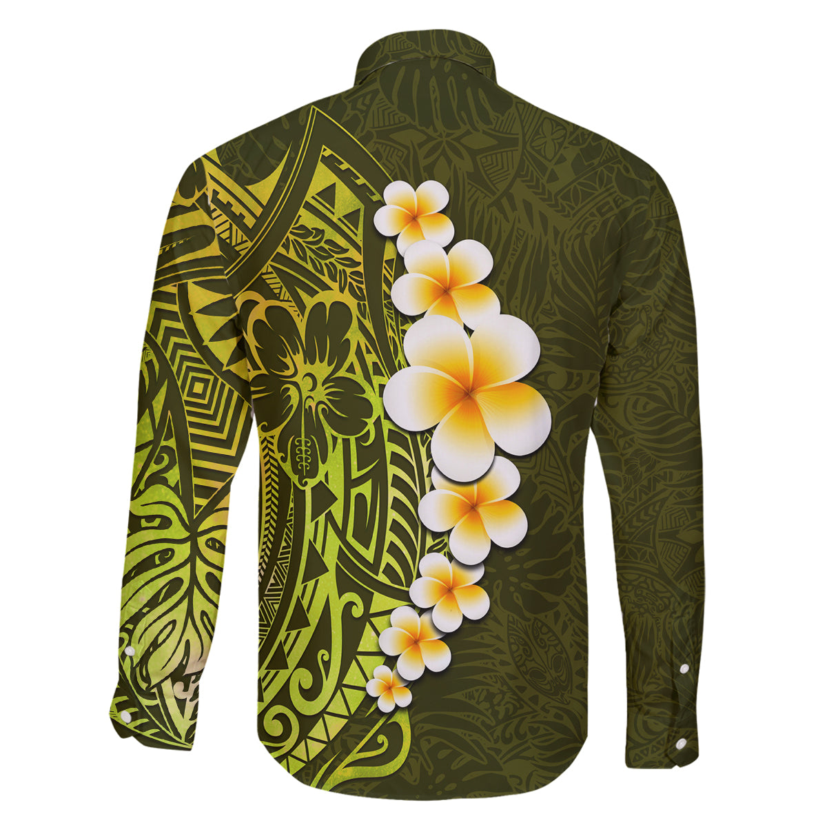 Lime Green Tropical Plumeria With Galaxy Polynesian Art Family Matching Summer Maxi Dress and Hawaiian Shirt - Wonder Print Shop