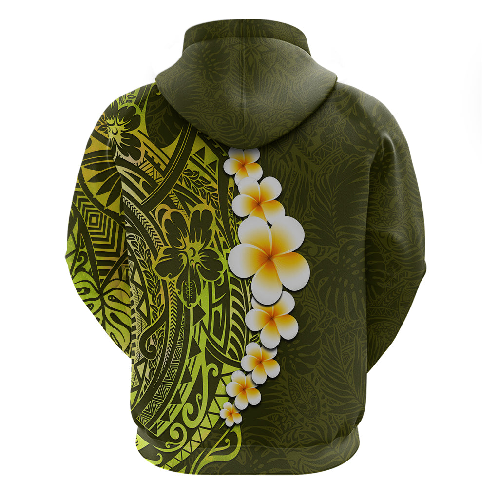 Lime Green Tropical Plumeria With Galaxy Polynesian Art Hoodie - Wonder Print Shop