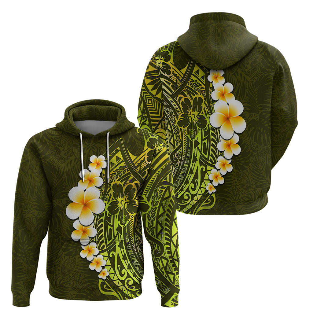 Lime Green Tropical Plumeria With Galaxy Polynesian Art Hoodie - Wonder Print Shop