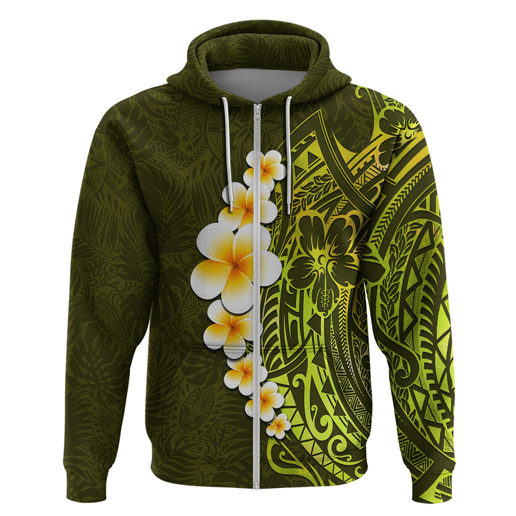 Lime Green Tropical Plumeria With Galaxy Polynesian Art Hoodie - Wonder Print Shop