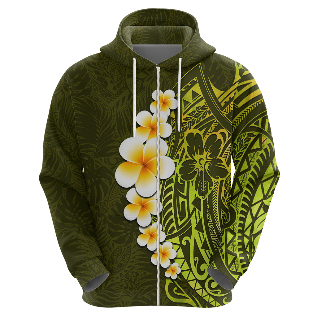 Lime Green Tropical Plumeria With Galaxy Polynesian Art Hoodie - Wonder Print Shop