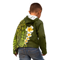 Lime Green Tropical Plumeria With Galaxy Polynesian Art Kid Hoodie - Wonder Print Shop