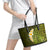 Lime Green Tropical Plumeria With Galaxy Polynesian Art Leather Tote Bag - Wonder Print Shop