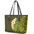 Lime Green Tropical Plumeria With Galaxy Polynesian Art Leather Tote Bag - Wonder Print Shop