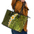 Lime Green Tropical Plumeria With Galaxy Polynesian Art Leather Tote Bag - Wonder Print Shop