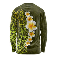 Lime Green Tropical Plumeria With Galaxy Polynesian Art Long Sleeve Shirt - Wonder Print Shop