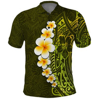 Lime Green Tropical Plumeria With Galaxy Polynesian Art Polo Shirt - Wonder Print Shop