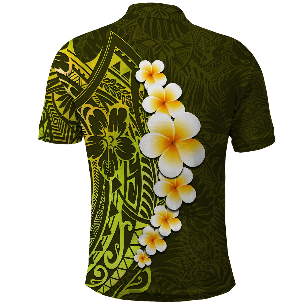 Lime Green Tropical Plumeria With Galaxy Polynesian Art Polo Shirt - Wonder Print Shop