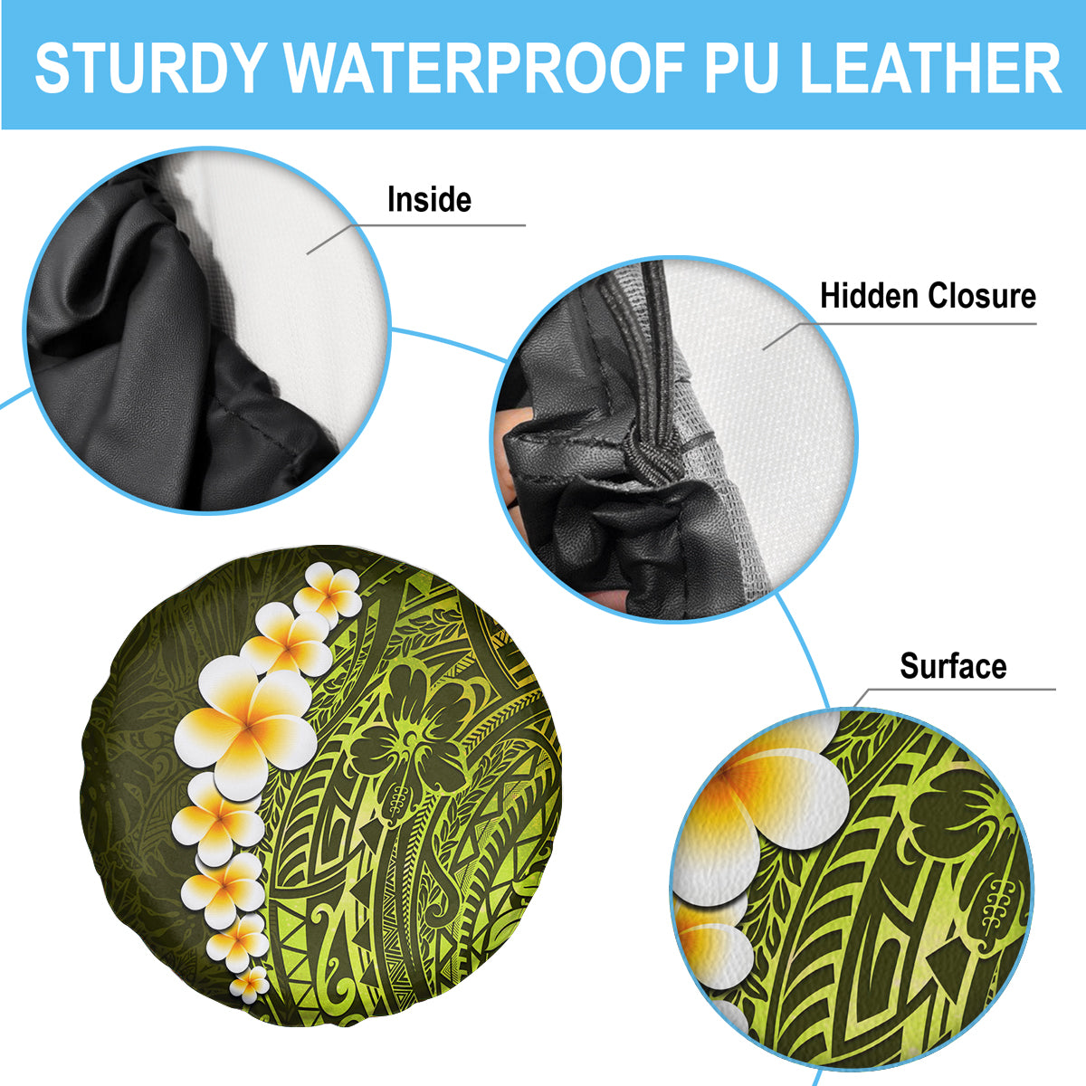 Lime Green Tropical Plumeria With Galaxy Polynesian Art Spare Tire Cover - Wonder Print Shop