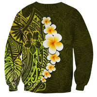 Lime Green Tropical Plumeria With Galaxy Polynesian Art Sweatshirt - Wonder Print Shop