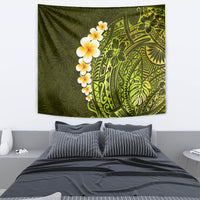 Lime Green Tropical Plumeria With Galaxy Polynesian Art Tapestry - Wonder Print Shop