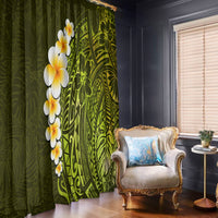 Lime Green Tropical Plumeria With Galaxy Polynesian Art Window Curtain - Wonder Print Shop