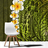 Lime Green Tropical Plumeria With Galaxy Polynesian Art Window Curtain - Wonder Print Shop