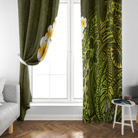 Lime Green Tropical Plumeria With Galaxy Polynesian Art Window Curtain - Wonder Print Shop