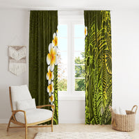 Lime Green Tropical Plumeria With Galaxy Polynesian Art Window Curtain - Wonder Print Shop