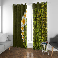 Lime Green Tropical Plumeria With Galaxy Polynesian Art Window Curtain - Wonder Print Shop