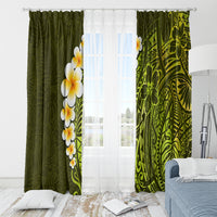 Lime Green Tropical Plumeria With Galaxy Polynesian Art Window Curtain - Wonder Print Shop