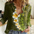 Lime Green Tropical Plumeria With Galaxy Polynesian Art Women Casual Shirt - Wonder Print Shop