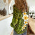 Lime Green Tropical Plumeria With Galaxy Polynesian Art Women Casual Shirt - Wonder Print Shop