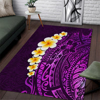 Purple Tropical Plumeria With Galaxy Polynesian Art Area Rug - Wonder Print Shop