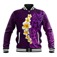Purple Tropical Plumeria With Galaxy Polynesian Art Baseball Jacket - Wonder Print Shop