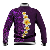 Purple Tropical Plumeria With Galaxy Polynesian Art Baseball Jacket - Wonder Print Shop