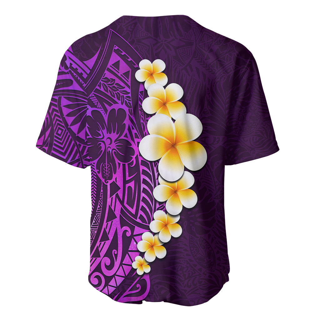 Purple Tropical Plumeria With Galaxy Polynesian Art Baseball Jersey - Wonder Print Shop